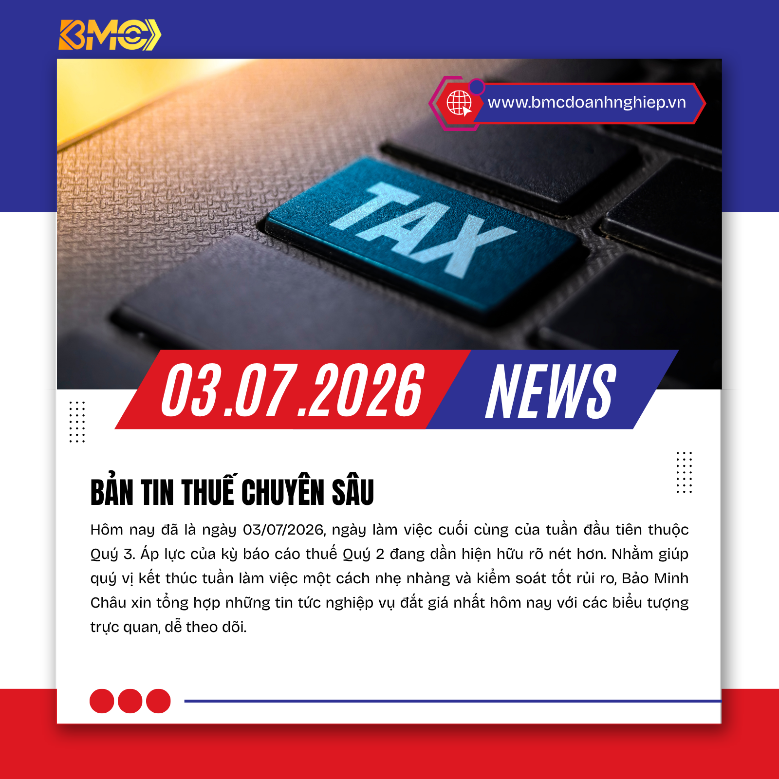 ⚡ BẢN TIN TÀI CHÍNH - THUẾ - KẾ TOÁN CHI TIẾT NGÀY 03/07/2026