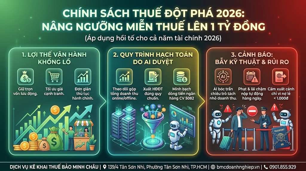 CHÍNH SÁCH THUẾ ĐỘT PHÁ 2026: NĂNG NGƯỠNG MIỄN THUẾ LÊN 1 TỶ ĐỒNG/NĂM