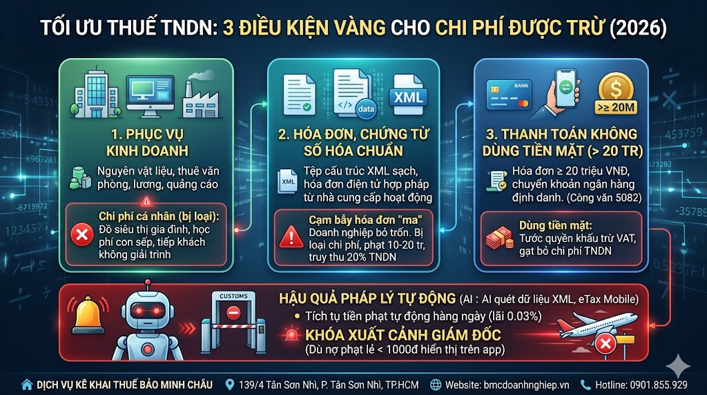 TỐI ƯU THUẾ TNDN: 3 ĐIỀU KIỆN VÀNG CHO CHI PHÍ ĐƯỢC TRỪ NĂM 2026