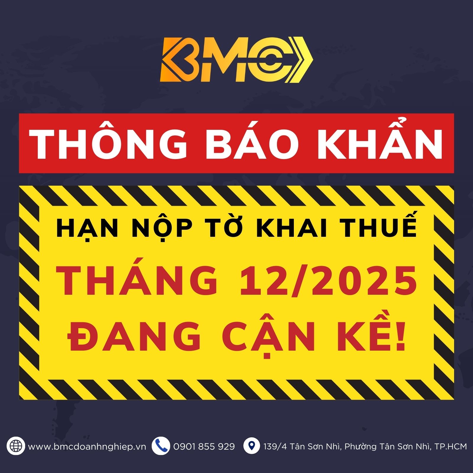 🚨 THÔNG BÁO KHẨN: HẠN NỘP TỜ KHAI THUẾ THÁNG 12/2025 ĐANG CẬN KỀ!