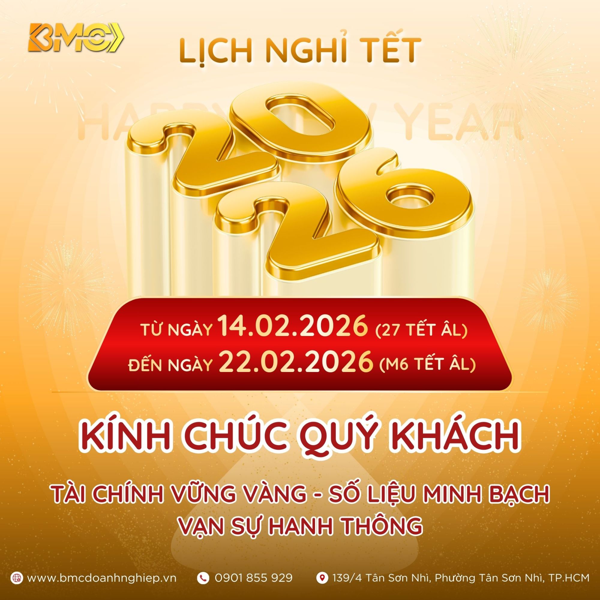 🧧 THÔNG BÁO LỊCH NGHỈ TẾT NGUYÊN ĐÁN BÍNH NGỌ 2026