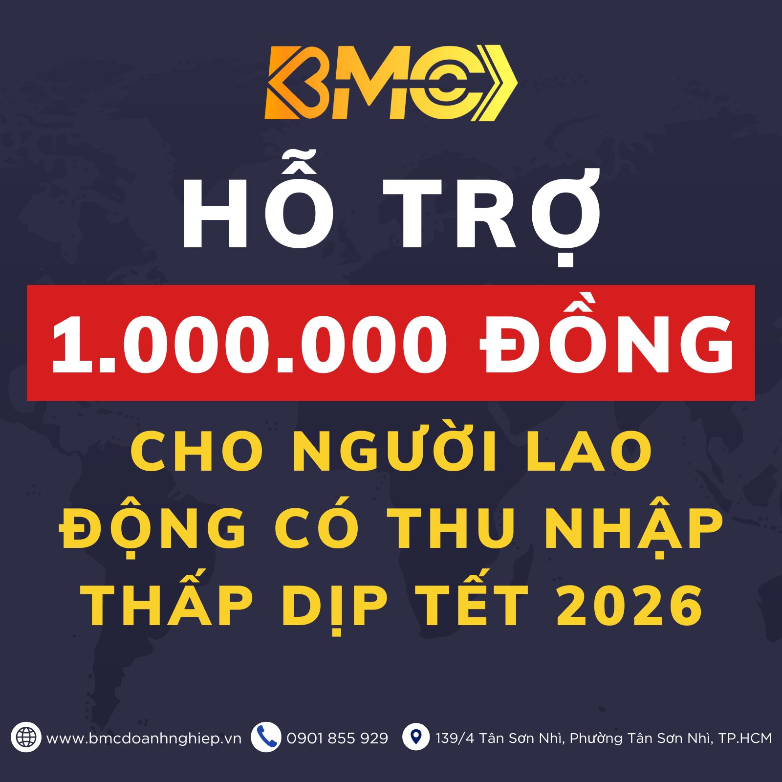 🎊 CHÚC MỪNG: HỖ TRỢ 1.000.000 ĐỒNG CHO NGƯỜI LAO ĐỘNG CÓ THU NHẬP THẤP DỊP TẾT 2026