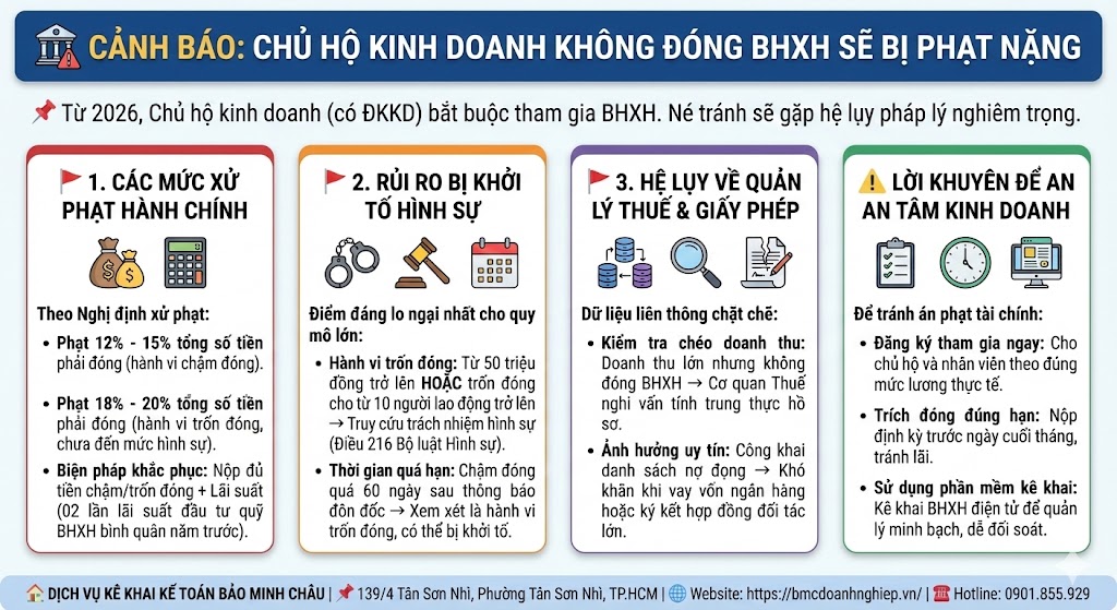 🏛️ CẢNH BÁO: CHỦ HỘ KINH DOANH KHÔNG ĐÓNG BHXH SẼ BỊ PHẠT NẶNG