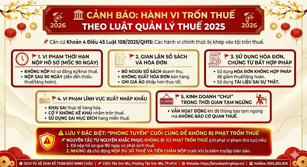 🏛️ TỔNG HỢP HÀNH VI TRỐN THUẾ THEO LUẬT QUẢN LÝ THUẾ 2025