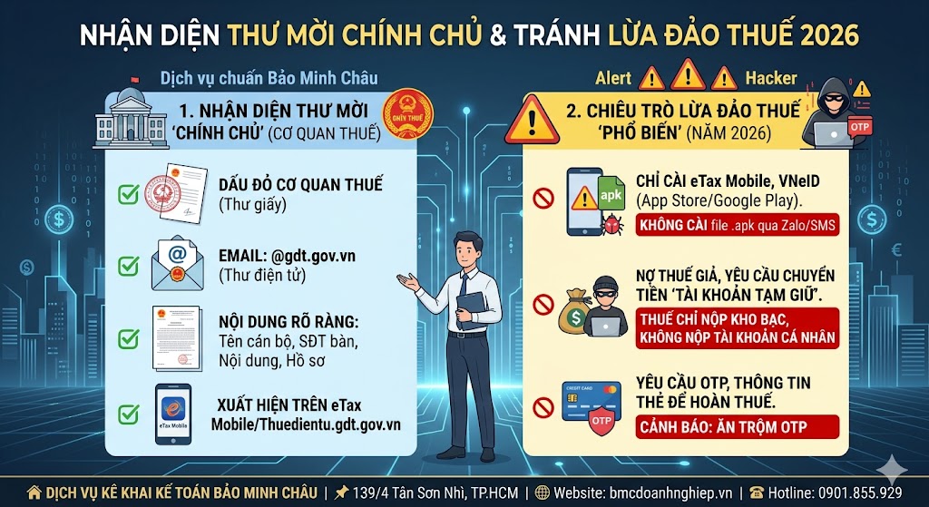 CÁCH NHẬN DIỆN THƯ MỜI CHÍNH CHỦ VÀ RTANHS LỪA ĐẢO THUẾ 2026
