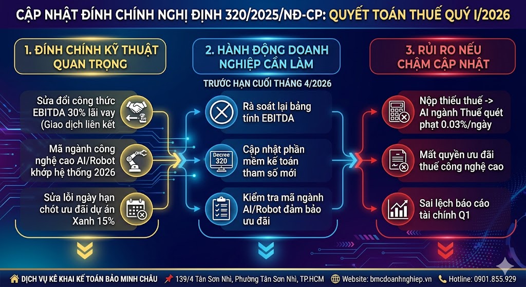 CẬP NHẬT ĐÍNH CHÍNH NGHỊ ĐỊNH 320/2025/NĐ-CP: QUYẾT TOÁN THUẾ QUÝ I/2026