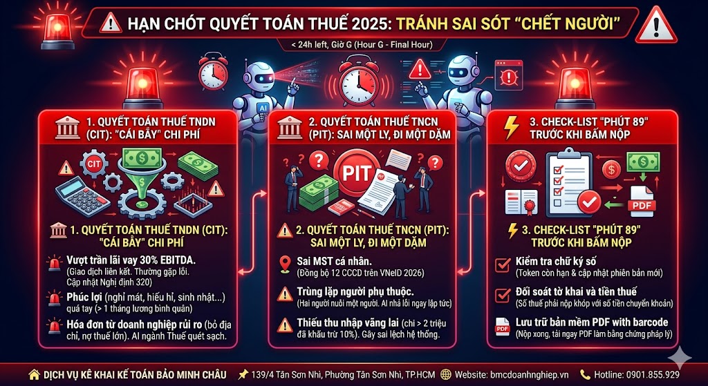 HẠN CUỐI QUYẾT TOÁN THUẾ 2025: TRÁNH SAI SÓT "CHẾT NGƯỜI"