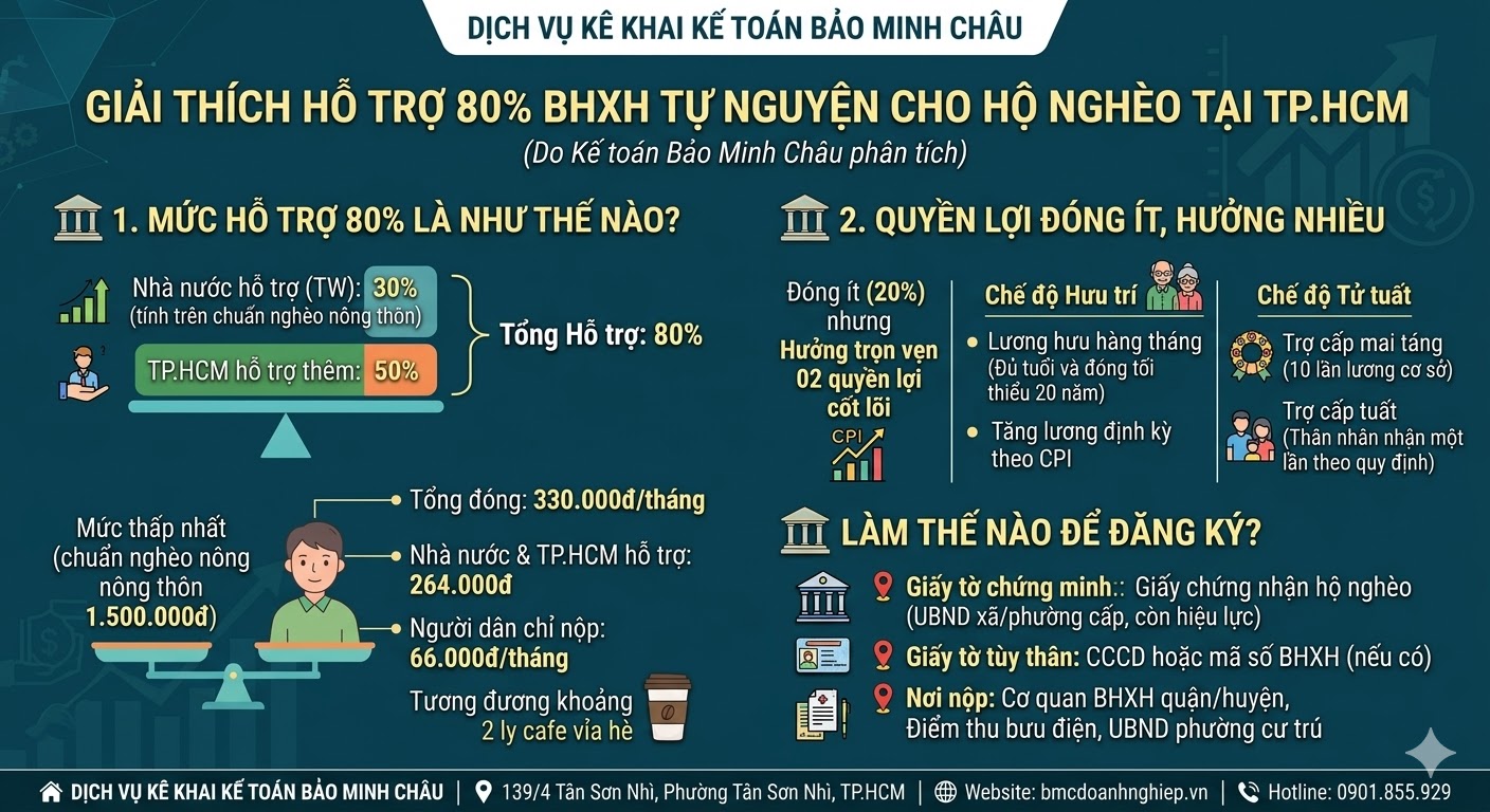 GIẢI THÍCH HỖ RTOWJ 80% BHXH TỰ NGUYÊN CHO HỘ NGHÈO TẠI TPHCM