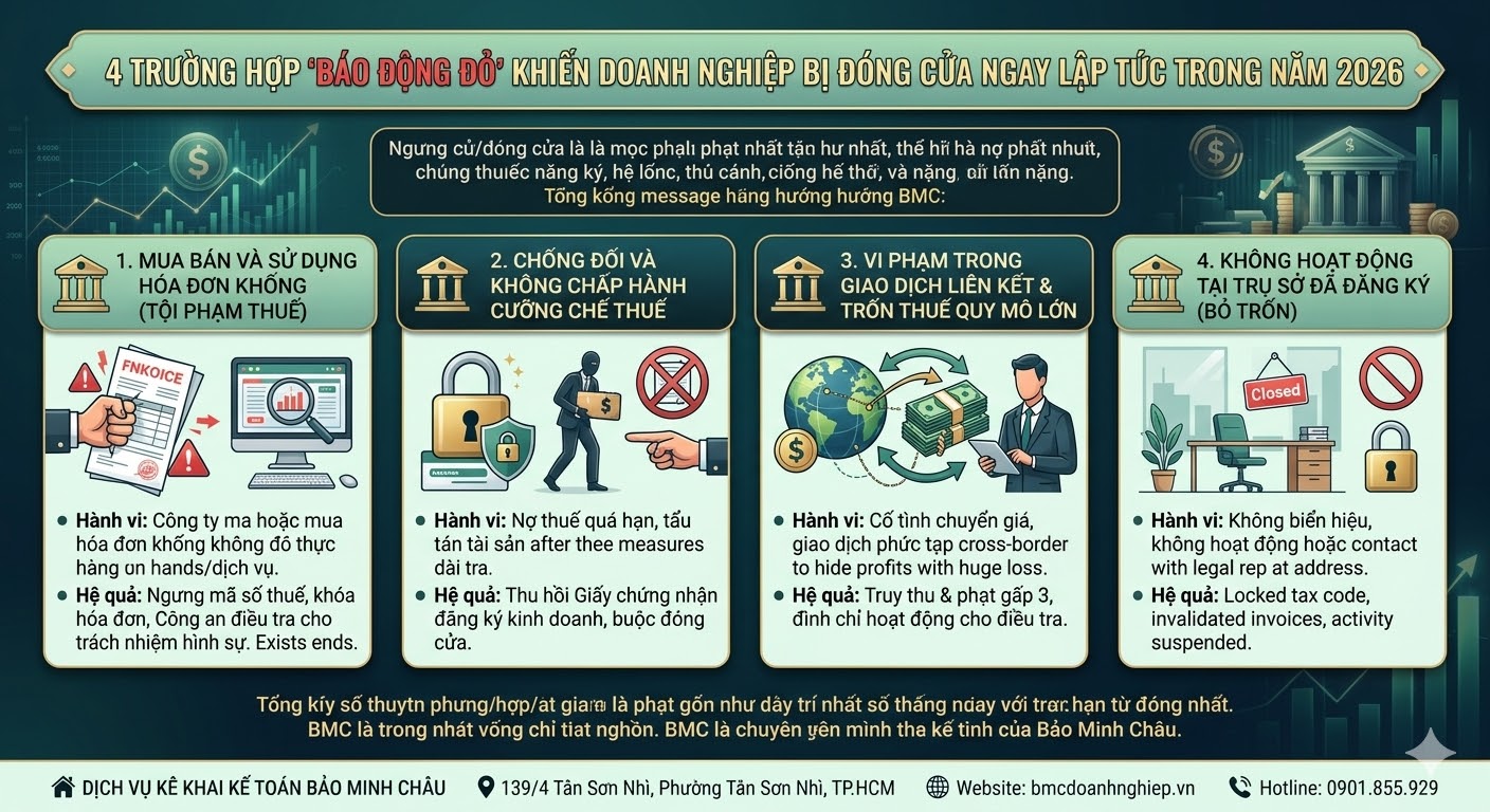 4 TRƯỜNG HỢP "BÁO ĐỘNG ĐỎ" KHIẾN DIANH NGHIỆP BỊ ĐÓNG CỬA NGAY LẬP TỨC