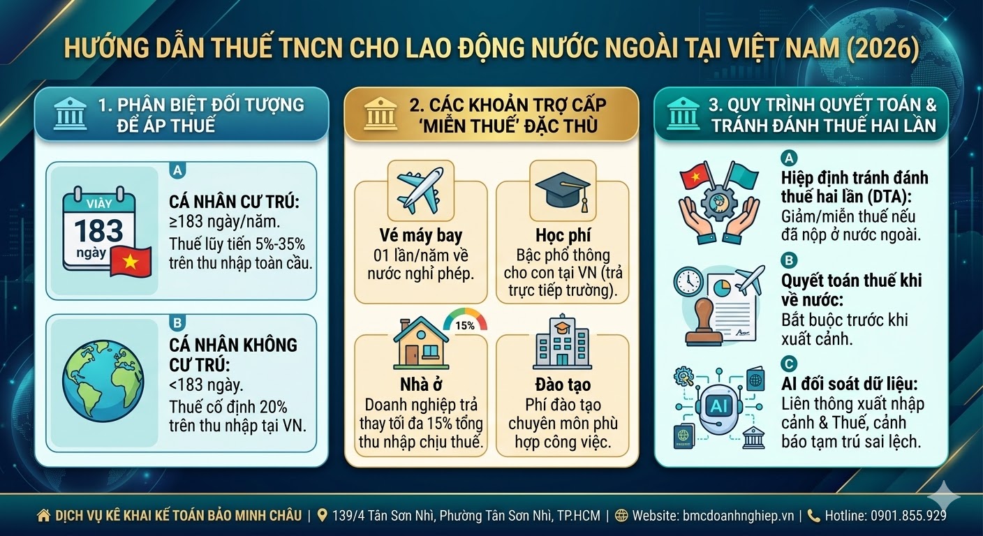 HƯỚNG DẪN THUẾ TNCN CHO LAO ĐỘNG NƯỚC NGOÀI TẠI VIỆT NAM