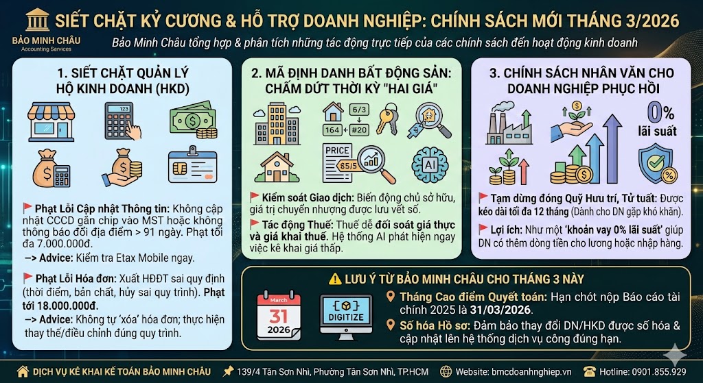 SIÊT CHẶT KỸ CƯƠNG &amp; HỖ TRỢ DOANH NGHIỆP: CHÍNH SÁCH MỚI THÁNG 3/2026