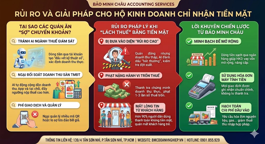 RỦI RO VÀ GIẢI PHÁP CHO HKD CHỈ NHẬN TIỀN MẶT