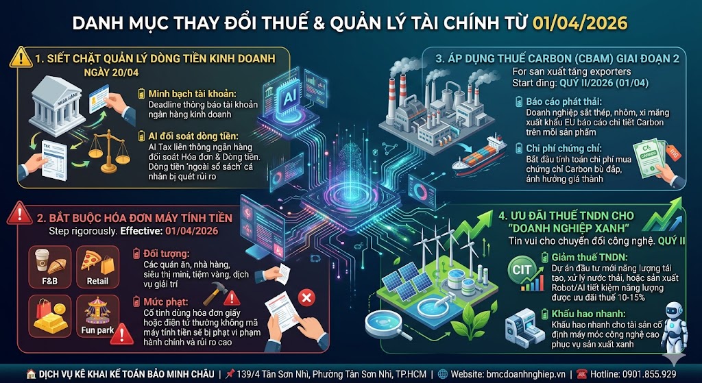DANH MỤC THAY ĐỔI THUẾ &amp; QUẢN LÝ TÀI CHÍNH TỪ 01/04/2026