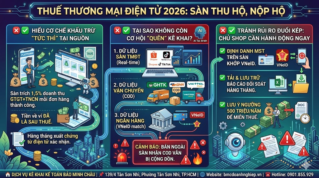 THUẾ TMĐT 2026: SÀN THU HỘ, NỘP HỘ