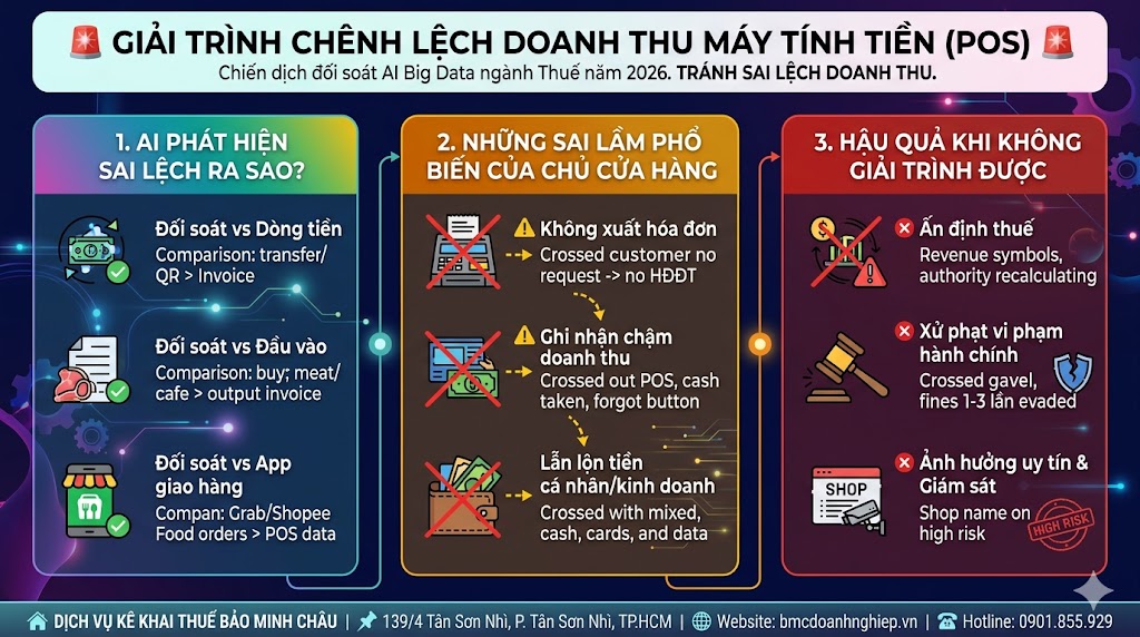 GIẢI TRÌNH CHÊNH LỆCH DOANH THU MÁY TÍNH TIỀN (POS)