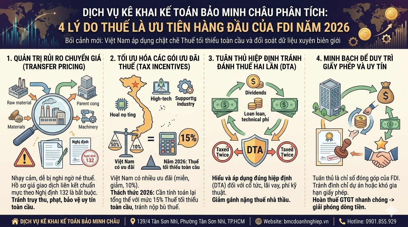 4 LÝ DO THUẾ LÀ ƯU TIÊN HÀNG ĐẦU CỦA DN FDI NĂM 2026