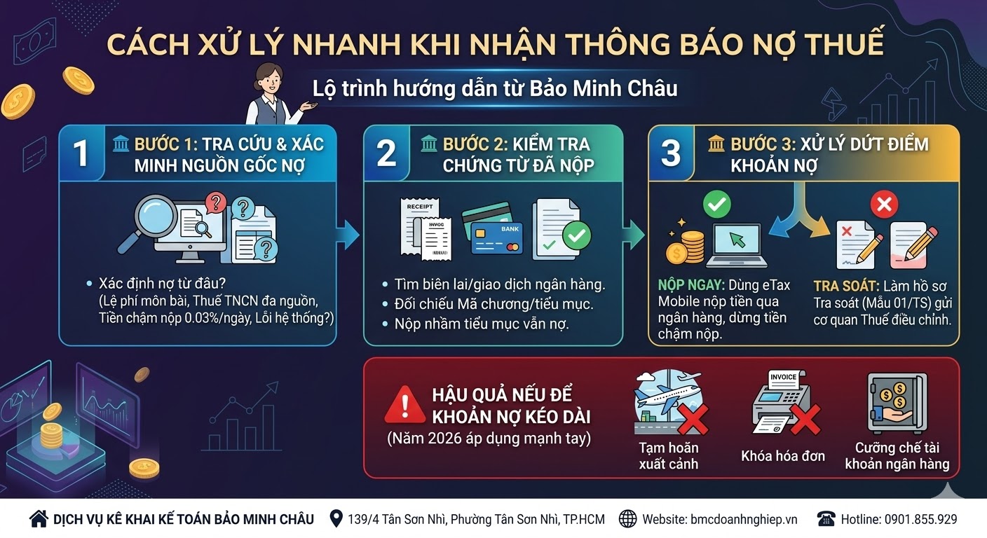 CÁCH XỬ LÝ NHANH KHI NHẬN THÔNG BÁO NỢ THUẾ