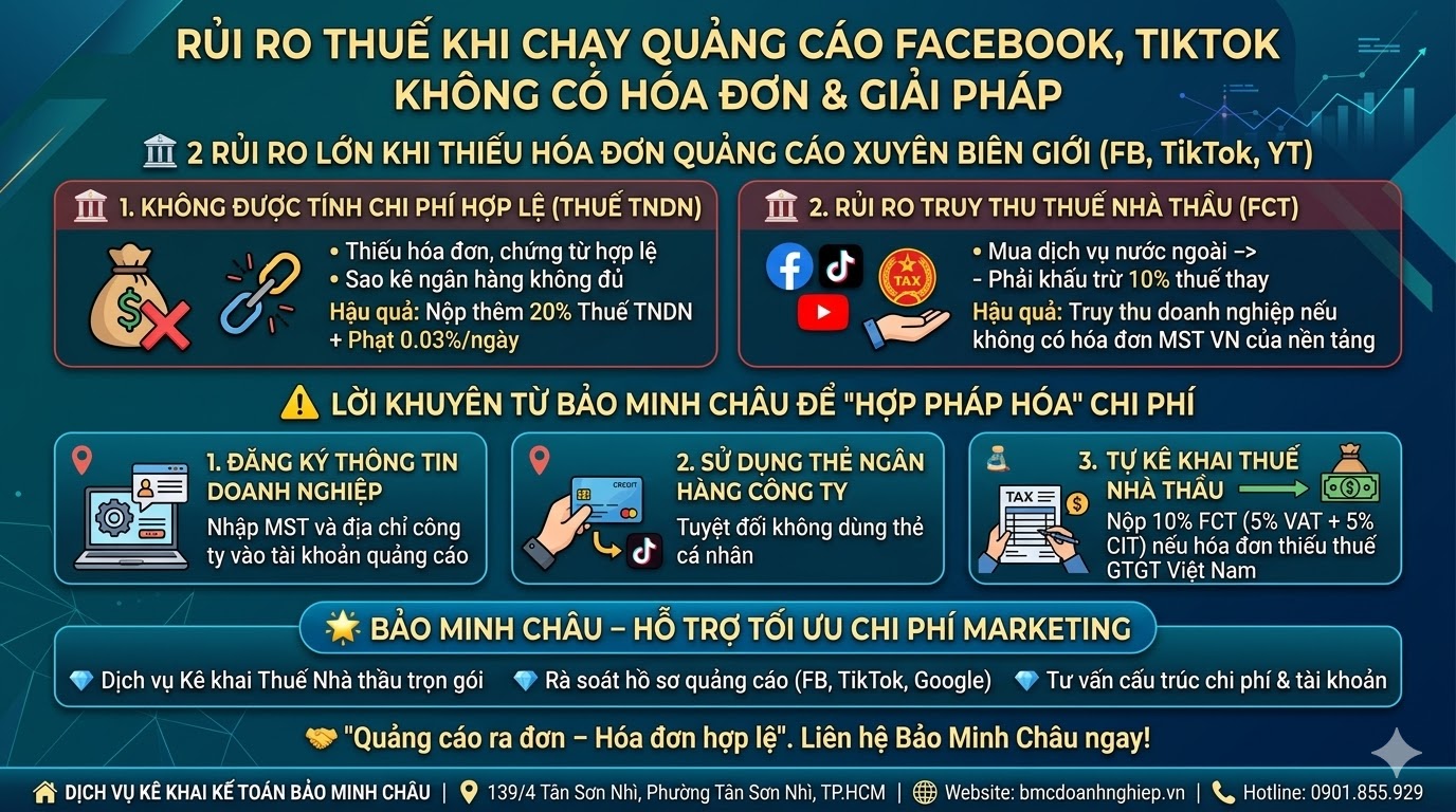 RỦI RO THUẾ KHI CHẠY ADS TRÊN MẠNG XÃ HỘI KHÔNG CÓ HÓA ĐƠN &amp; GIẢI PHÁP
