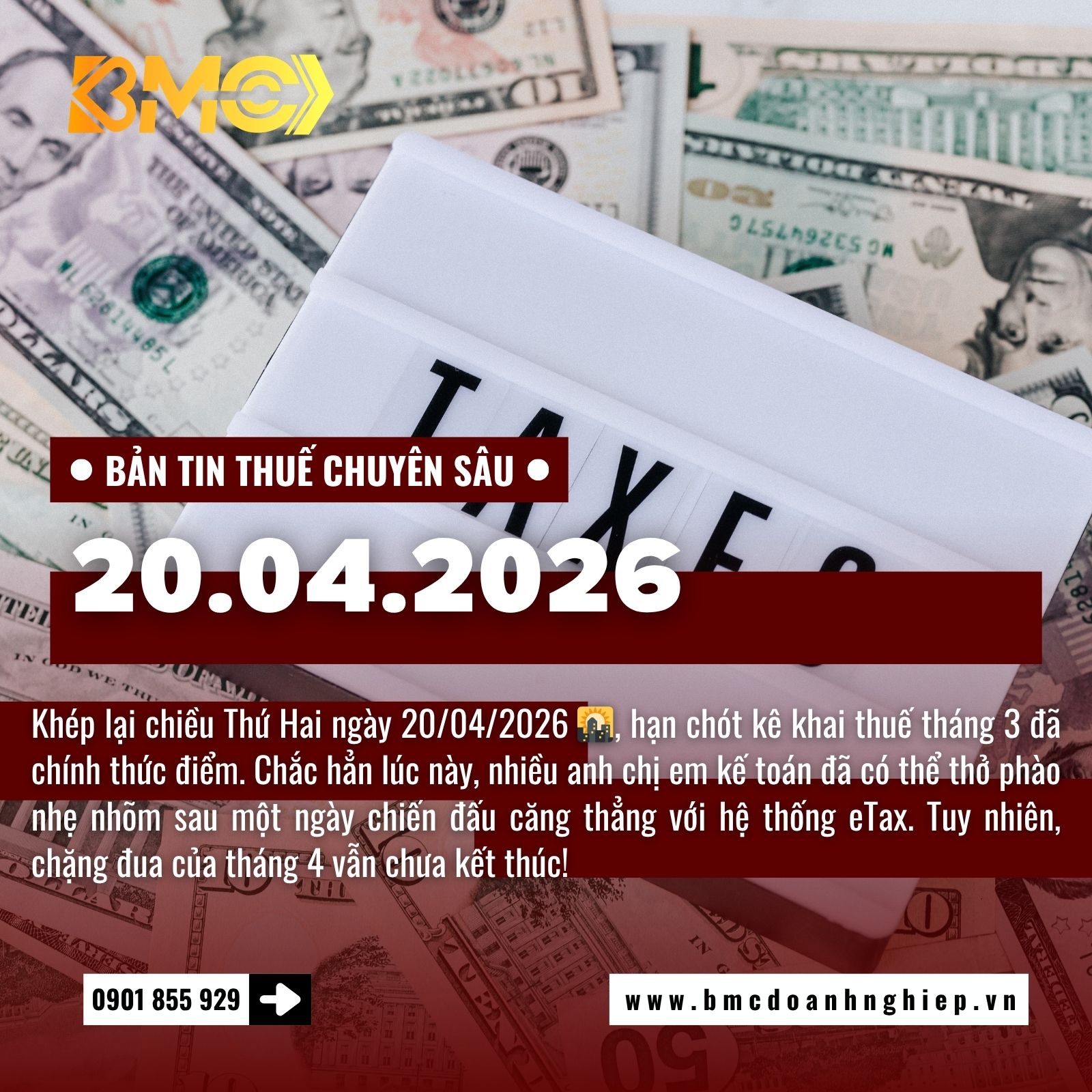 🚨 BẢN TIN TÀI CHÍNH KẾ TOÁN CUỐI NGÀY 20/04/2026: KHÉP LẠI KỲ KÊ KHAI THÁNG 3 VÀ CHIẾN DỊCH "VƯỢT BÃO" QUÝ 1 🚨