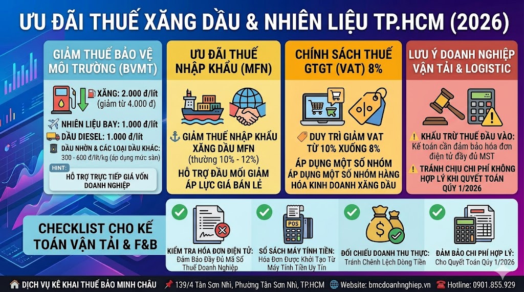ƯU ĐÃI THUẾ XĂNG DẦU &amp; NHIÊN LIỆU TPHCM NĂM 2026
