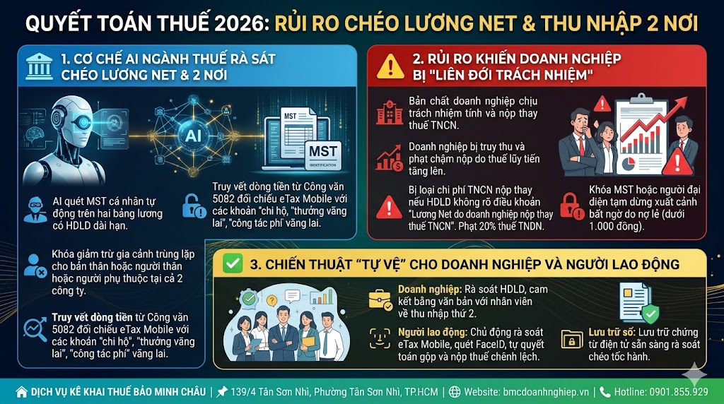 QUYẾT TOÁN THUẾ 2026: RỦI RO CHÉO LƯƠNG NET &amp; THU NHẬP 2 NƠI