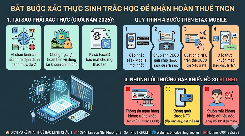 BẮT BUỘC XÁC THỰC SINH TRẮC HỌC ĐỂ NHẬN HOÀN THUẾ TNCN