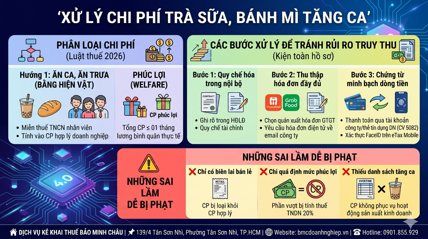 XỬ LÝ CHI PHÍ ĐỒ ĂN CHO NHÂN VIÊN TĂNG CA KHI LÀM VIỆC