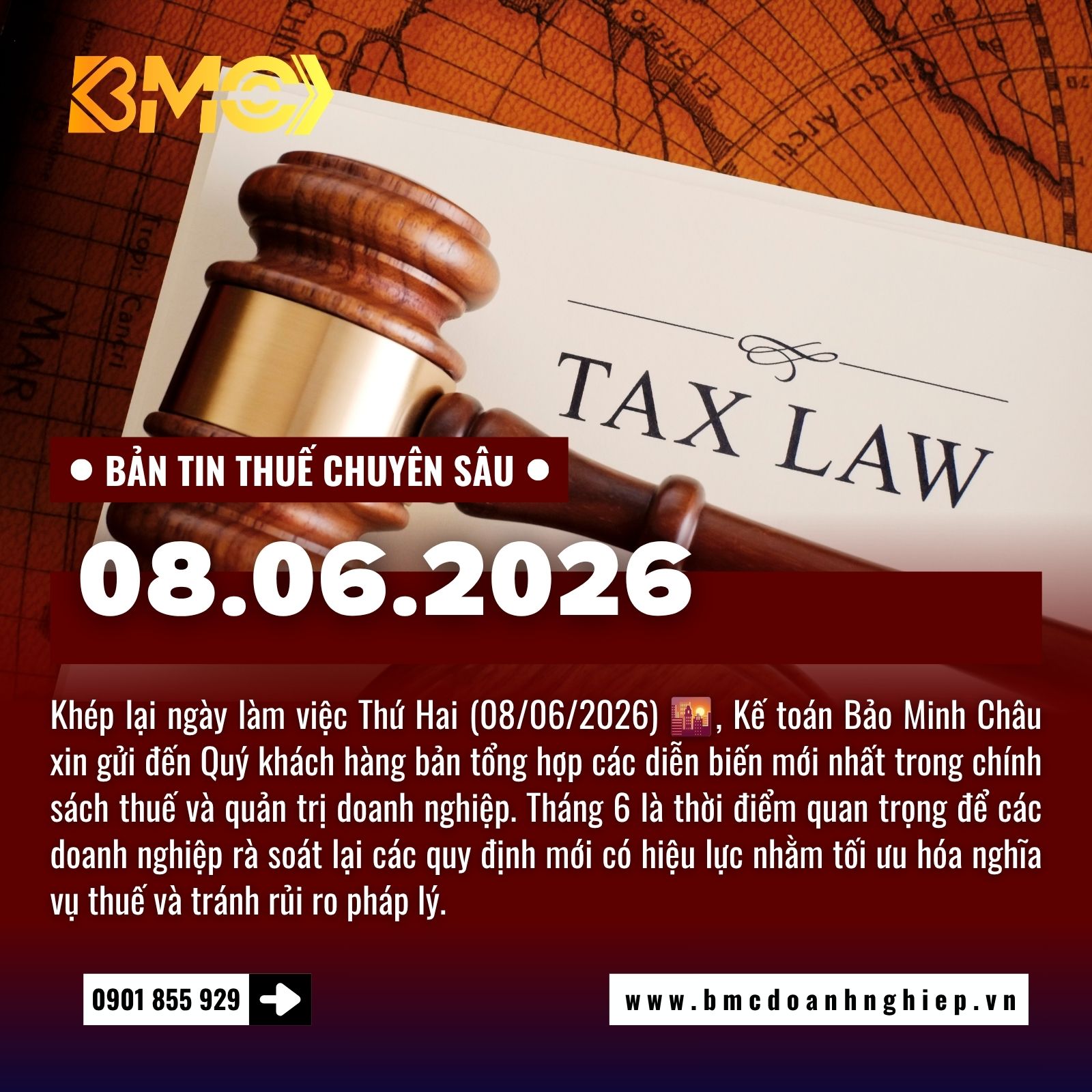 🚨 BẢN TIN TÀI CHÍNH THUẾ CUỐI NGÀY 08/06/2026: CẬP NHẬT CHÍNH SÁCH THUẾ MỚI VÀ CÁC LƯU Ý PHÁP LÝ QUAN TRỌNG 🚨