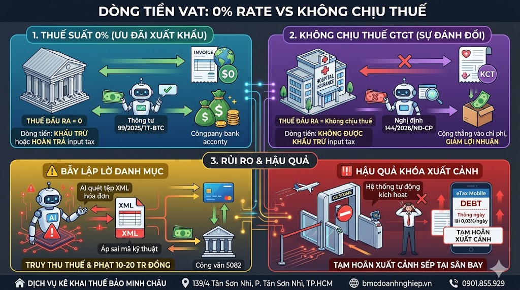 DÒNG TIỀN VAT: 0% RATE VS KHÔNG CHỊU THẾ NHƯ THẾ NÀO