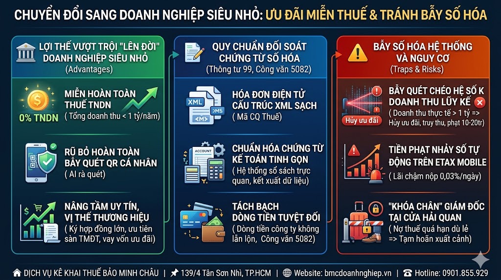 CHUYỂN ĐỔI SANG DN SIÊU NHỎ: ƯU ĐÃI MIỄN THUẾ &amp; TRÁNH BẪY SỐ HÓA