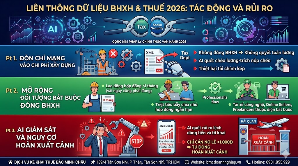 LIÊN THÔNG DỮ LIỆU BHXH &amp; THUẾ 2026: TÁC ĐỘNG &amp; RỦI RO NHƯ THẾ NÀO?