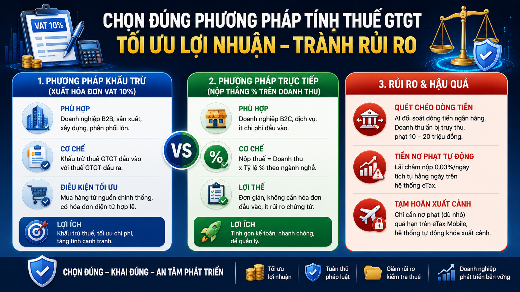 CHỌN ĐÚNG PHƯƠNG PHÁP TÍNH THUẾ GTGT: TỐI ƯU LỢI NHUẬN - TRÁNH RỦI RO