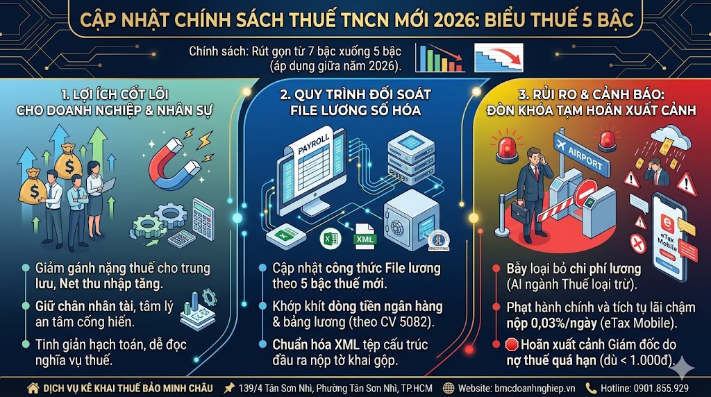 CẬP NHẬT CHÍNH SÁCH THUẾ TNCN 2026: BIỂU THUẾ 5 BẬC NHƯ THẾ NÀO