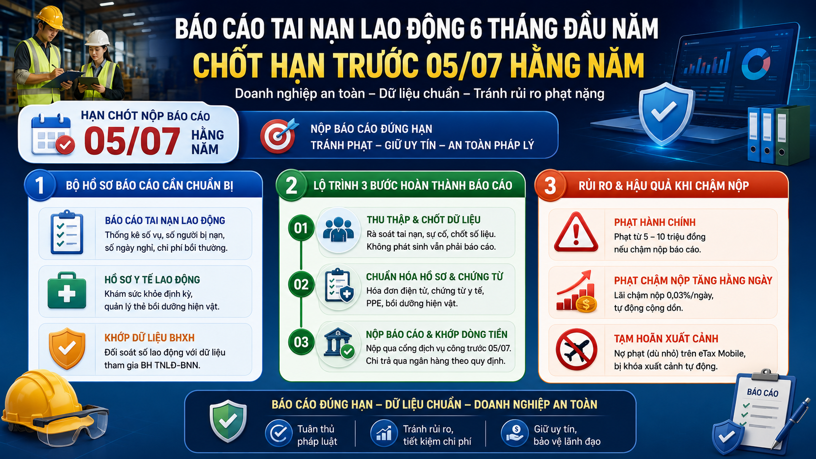 BÁO CÁO TAI NẠN LAO ĐỘNG 6 THÁNG ĐẦU NĂM CHỐT HẠN TRƯỚC 05/07/2026