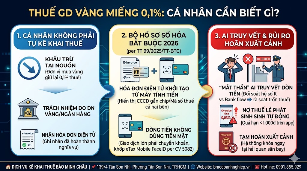 THUẾ GD VÀNG MIẾNG 0.1%: CÁ NHÂN CẦN BIẾT NHỮNG GÌ?