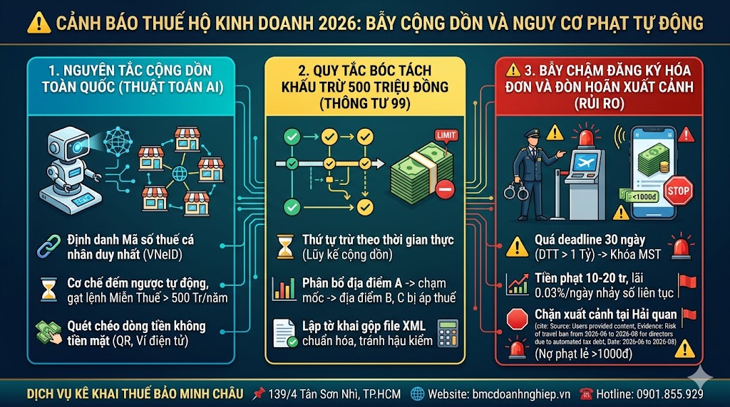 CẢNH BÁO THUẾ HKD 2026: BẪY CỘNG DỒN &amp; NGUY CƠ PHẠT TỰ ĐỘNG