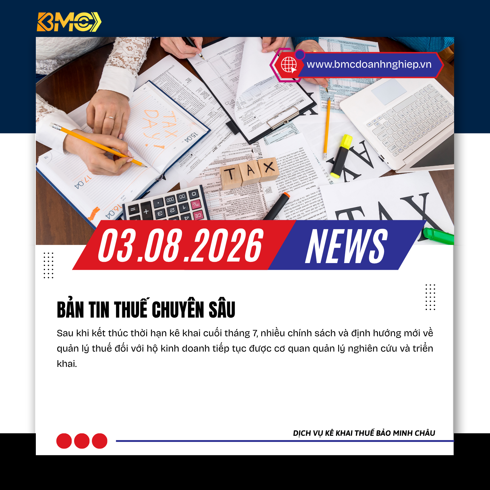 📢 BẢN TIN THUẾ - KẾ TOÁN - HỘ KINH DOANH - TÀI CHÍNH 📅 Cập nhật ngày 03/08/2026