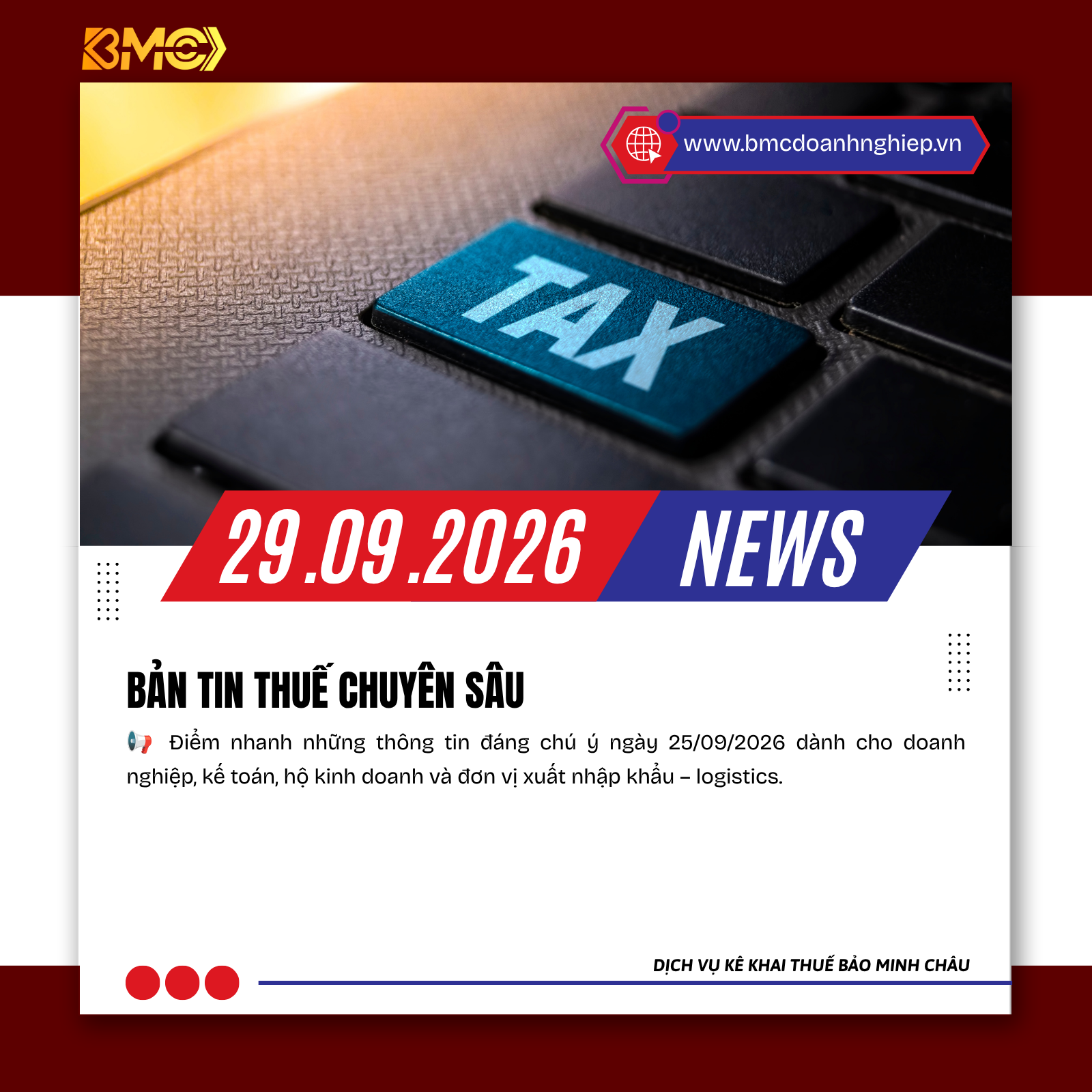 🔥 ĐIỂM TIN KẾ TOÁN – THUẾ – HẢI QUAN – LOGISTICS NGÀY 29/09/2026