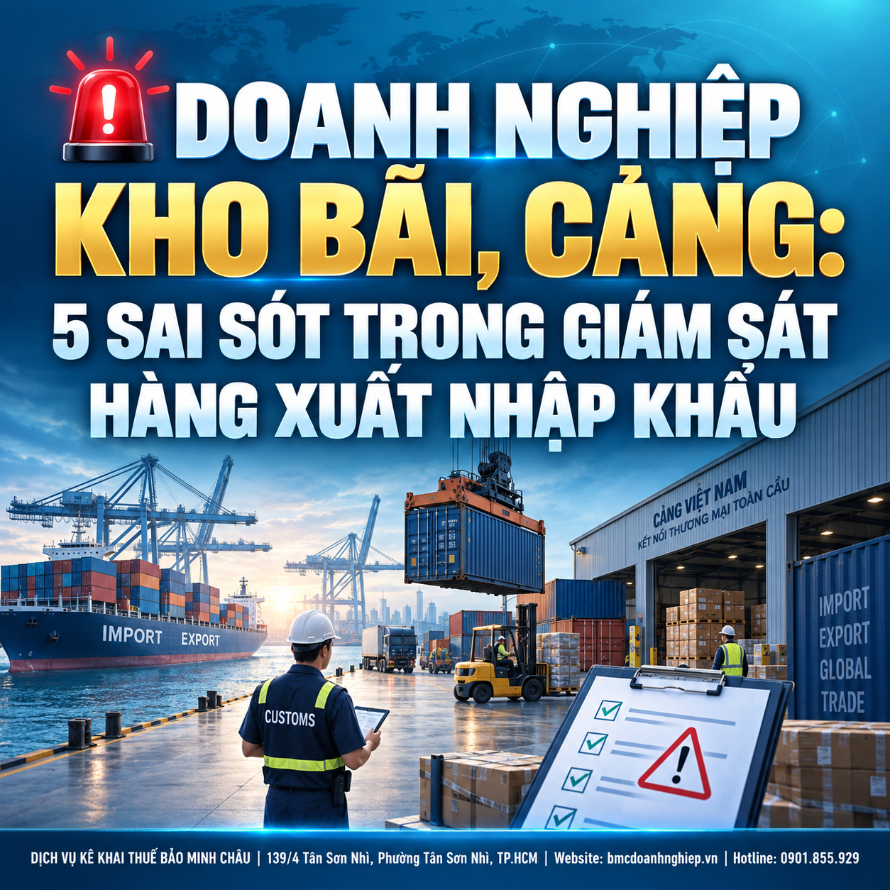🚨 DOANH NGHIỆP KHO BÃI, CẢNG: 5 SAI SÓT TRONG GIÁM SÁT HÀNG XUẤT NHẬP KHẨU