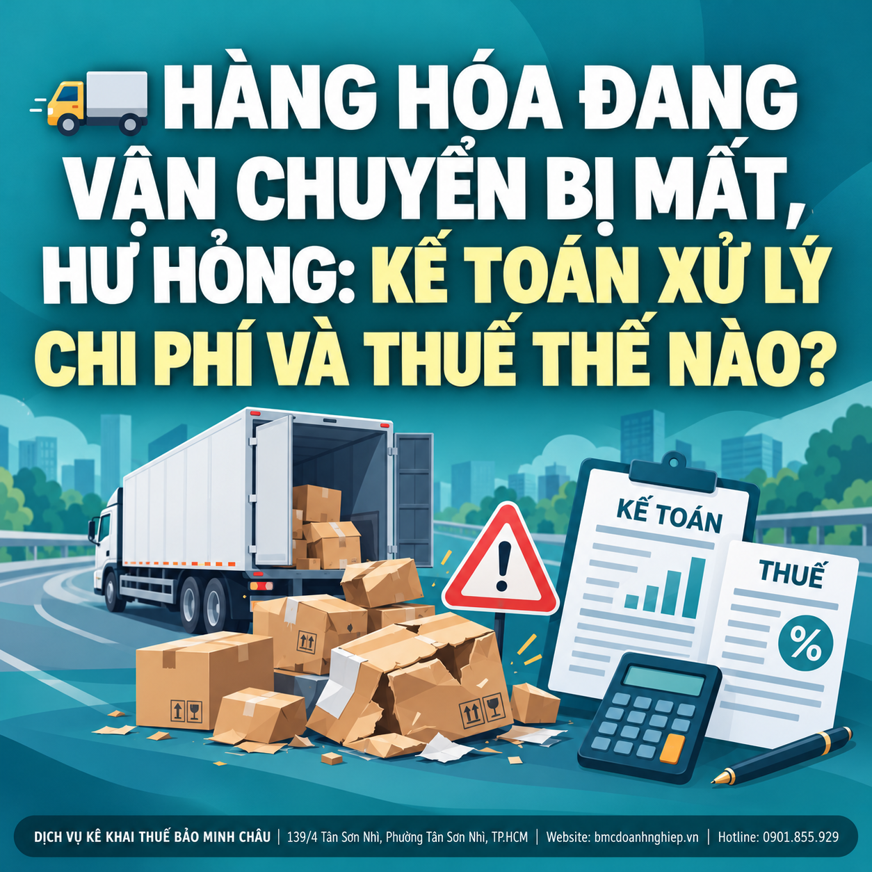 🚚 HÀNG HÓA ĐANG VẬN CHUYỂN BỊ MẤT, HƯ HỎNG: KẾ TOÁN XỬ LÝ CHI PHÍ VÀ THUẾ THẾ NÀO?