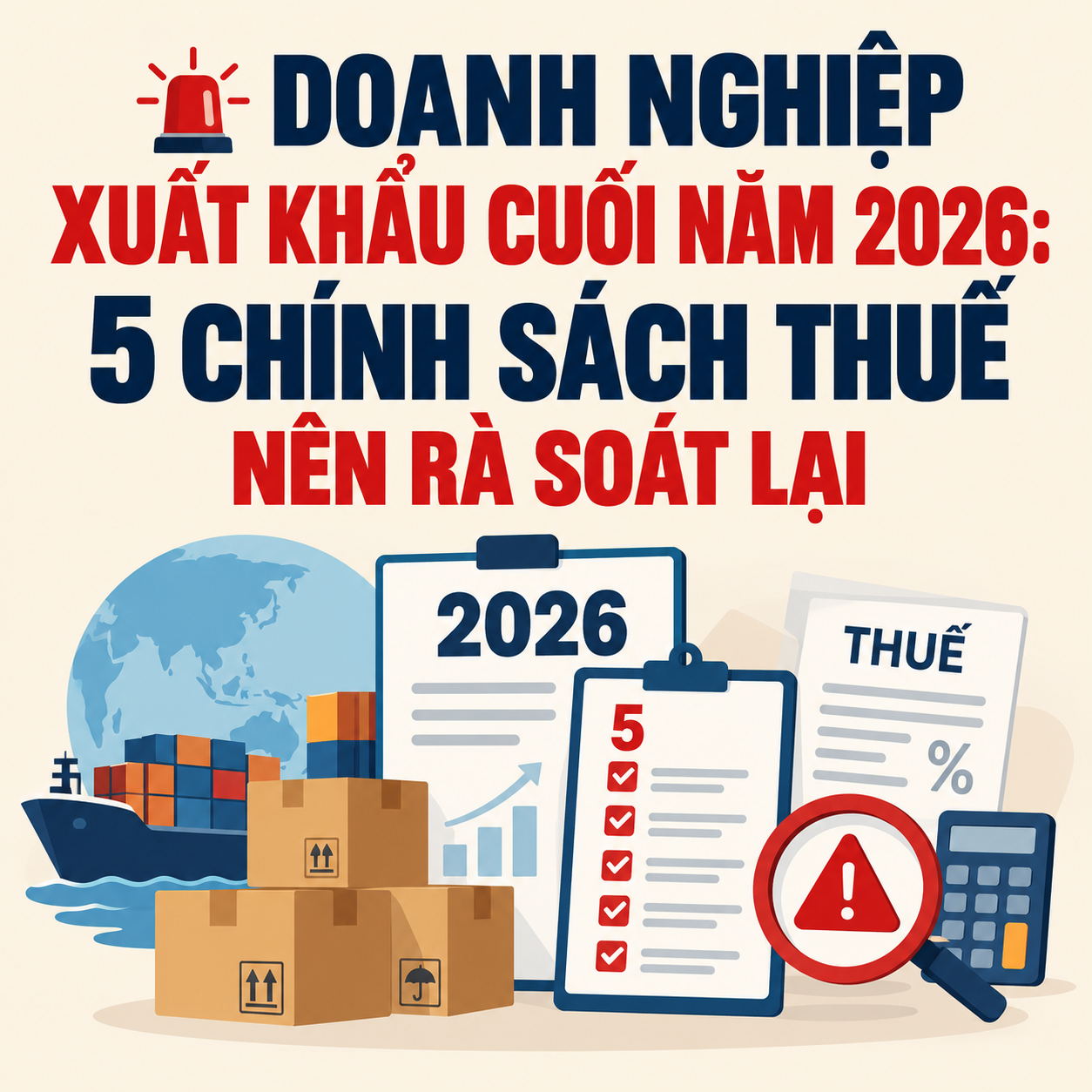 🚨 DOANH NGHIỆP XUẤT KHẨU CUỐI NĂM 2026: 5 CHÍNH SÁCH THUẾ NÊN RÀ SOÁT LẠI
