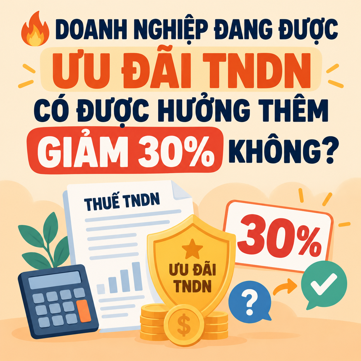 🔥 DOANH NGHIỆP ĐANG ĐƯỢC ƯU ĐÃI TNDN CÓ ĐƯỢC HƯỞNG THÊM GIẢM 30% KHÔNG?