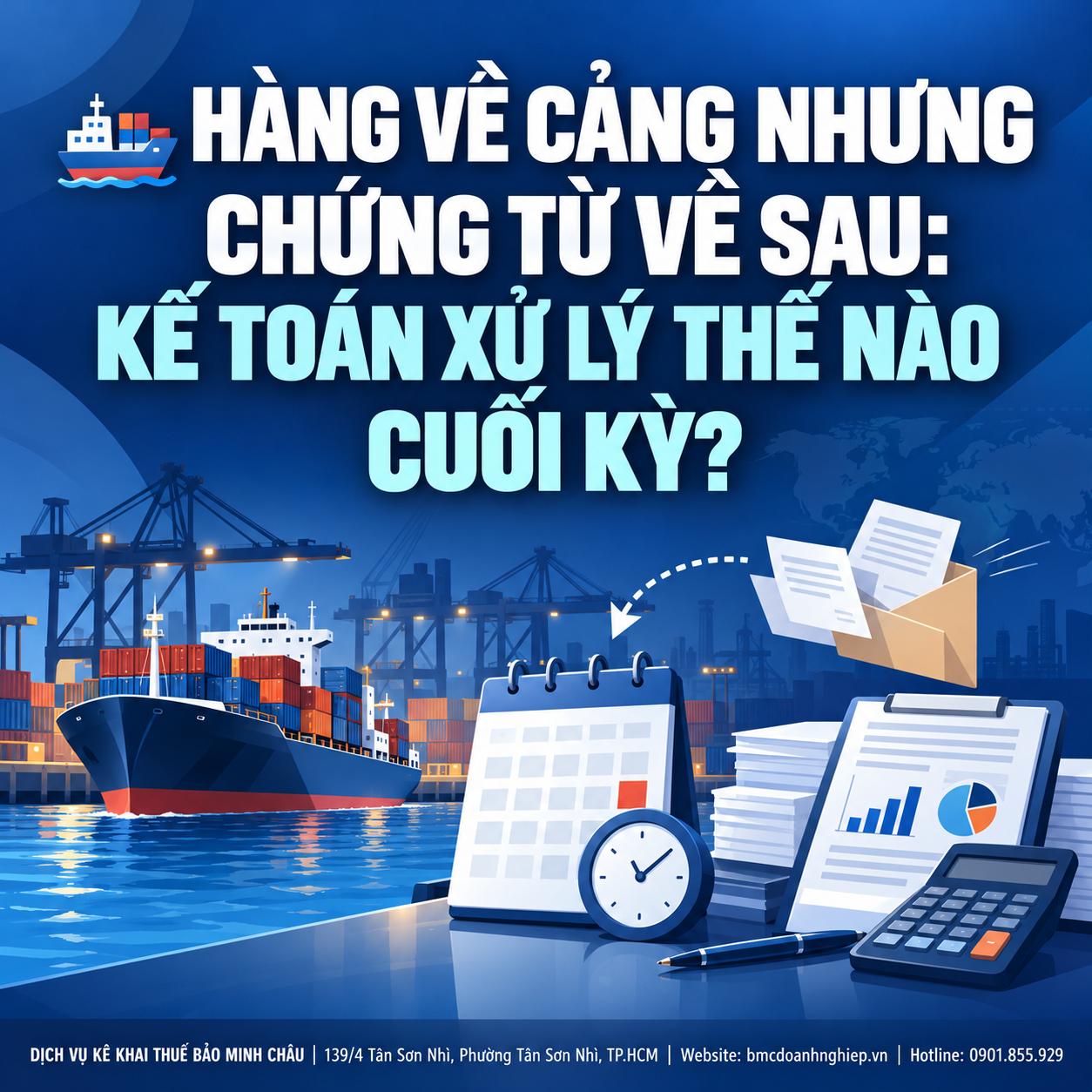 🚢 HÀNG VỀ CẢNG NHƯNG CHỨNG TỪ VỀ SAU: KẾ TOÁN XỬ LÝ THẾ NÀO CUỐI KỲ?