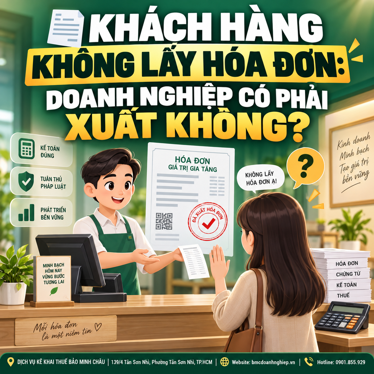 🧾 KHÁCH HÀNG KHÔNG LẤY HÓA ĐƠN: DOANH NGHIỆP CÓ PHẢI XUẤT KHÔNG?