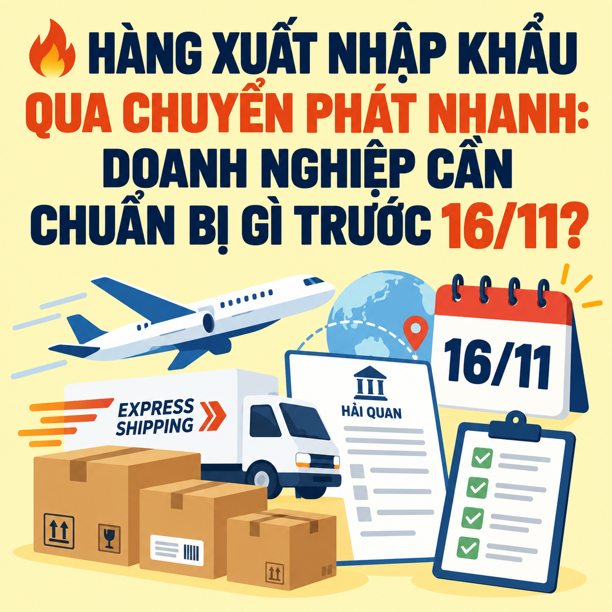 🔥 HÀNG XUẤT NHẬP KHẨU QUA CHUYỂN PHÁT NHANH: DOANH NGHIỆP CẦN CHUẨN BỊ GÌ TRƯỚC 16/11?