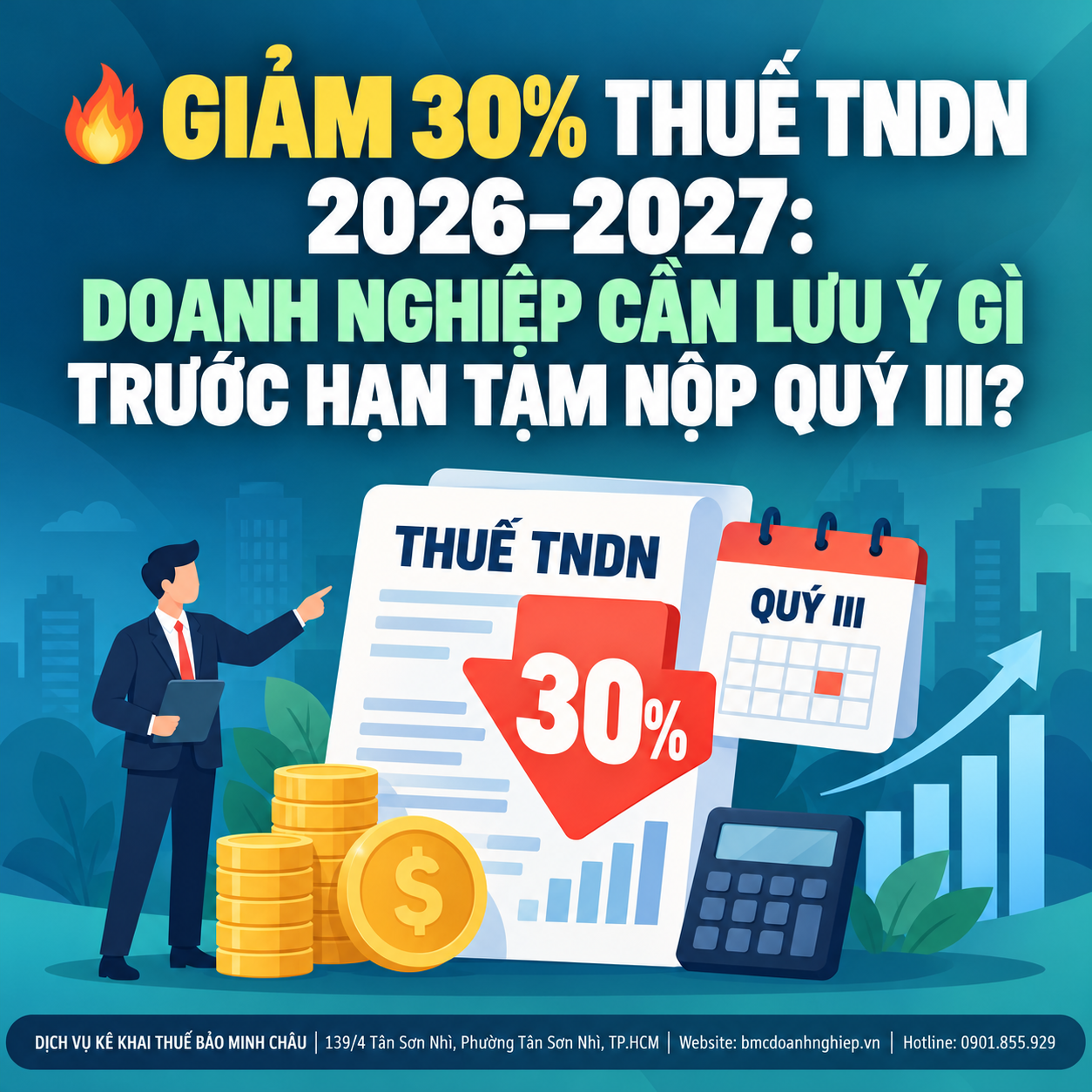 🔥 GIẢM 30% THUẾ TNDN 2026–2027: DOANH NGHIỆP CẦN LƯU Ý GÌ TRƯỚC HẠN TẠM NỘP QUÝ III?