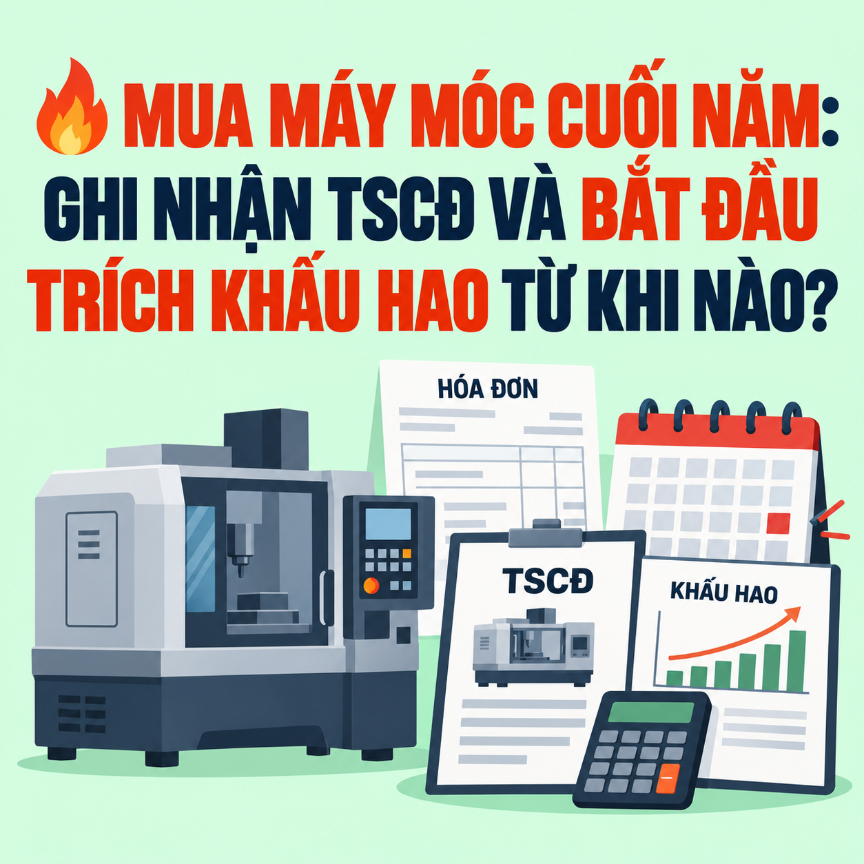 🔥 MUA MÁY MÓC CUỐI NĂM: GHI NHẬN TSCĐ VÀ BẮT ĐẦU TRÍCH KHẤU HAO TỪ KHI NÀO?