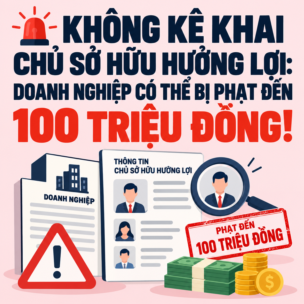 🚨 KHÔNG KÊ KHAI CHỦ SỞ HỮU HƯỞNG LỢI: DOANH NGHIỆP CÓ THỂ BỊ PHẠT ĐẾN 100 TRIỆU ĐỒNG!