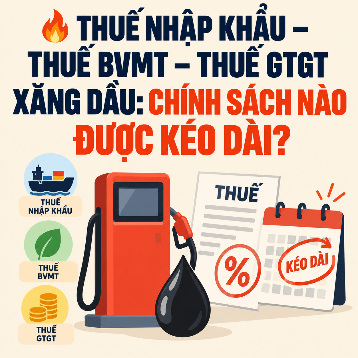 🔥 THUẾ NHẬP KHẨU – THUẾ BVMT – THUẾ GTGT XĂNG DẦU: CHÍNH SÁCH NÀO ĐƯỢC KÉO DÀI?