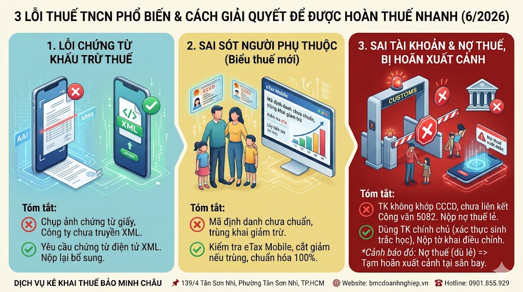3 LÔIĨ THUẾ TNCN PHỔ BIẾN &amp; CÁCH GIẢI QUYẾT ĐỂ ĐƯỢC HOÀN THUẾ NHANH